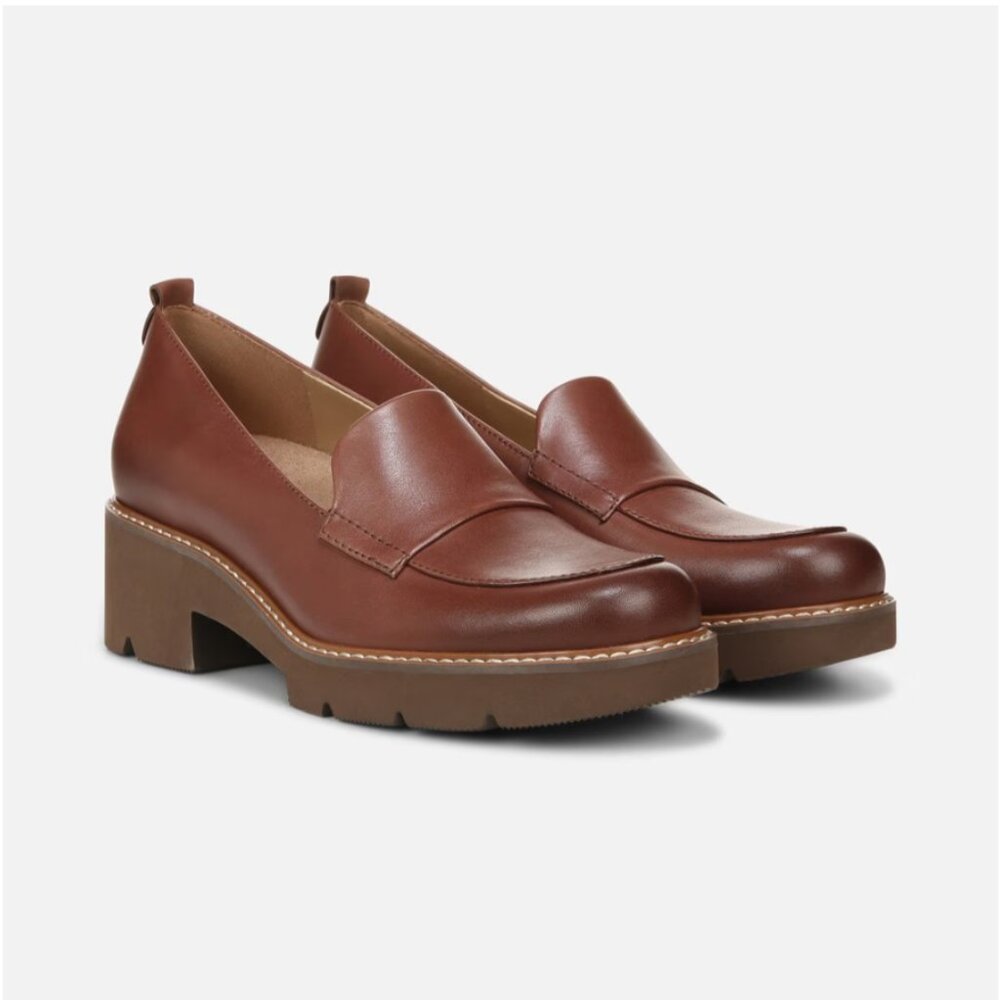 Naturalizer Darry Lug Sole Loafer Cappuccino Leather 9.5 W NWT